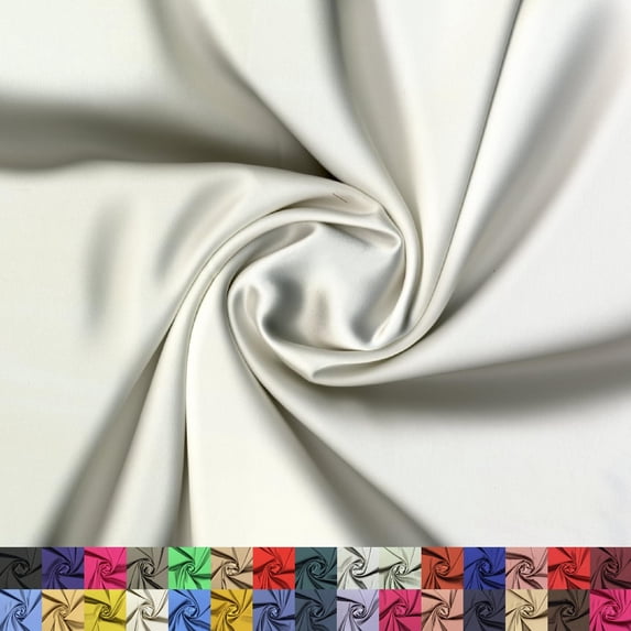 LitLook Satin Faille Stretch Fabric by the Yard - 2-Way Stretch Shiny Satin Fabric for Wedding Gowns, Bridesmaid & Formal Dresses, Tops & Decor - Off White