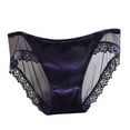 thumbnail image 1 of Satin Fashion Women's Mesh Transparent Lace Mid Low Waist Traceless Triangle Panties for Everyday Comfort and Fit Blue L, 1 of 3