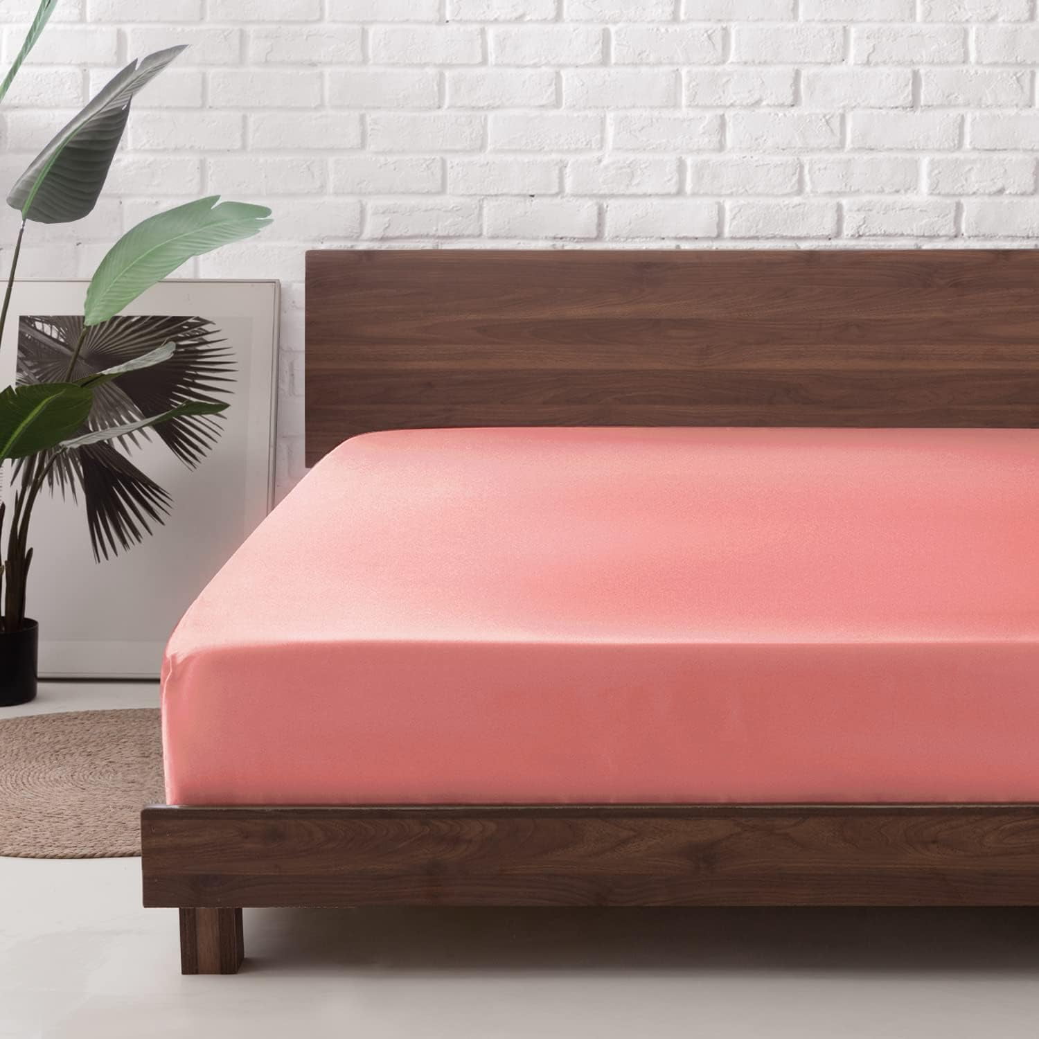Ersmak Satin Fitted Sheet Only, Luxury Silky Queen Fitted Sheet Ultr