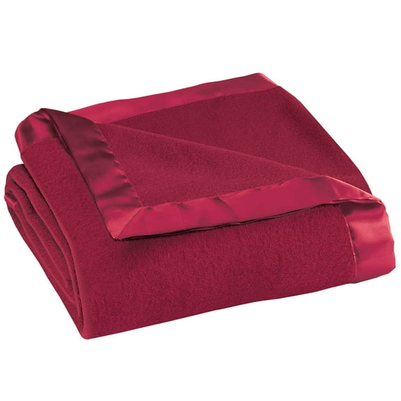 OakRidge Fleece Blanket with Luxurious Satin Binding Edges, Lightweight & Machine Washable | Burgundy, King