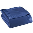 thumbnail image 1 of OakRidge Fleece Blanket with Luxurious Satin Binding Edges, Lightweight & Machine Washable | Navy Blue, Full Queen, 1 of 4