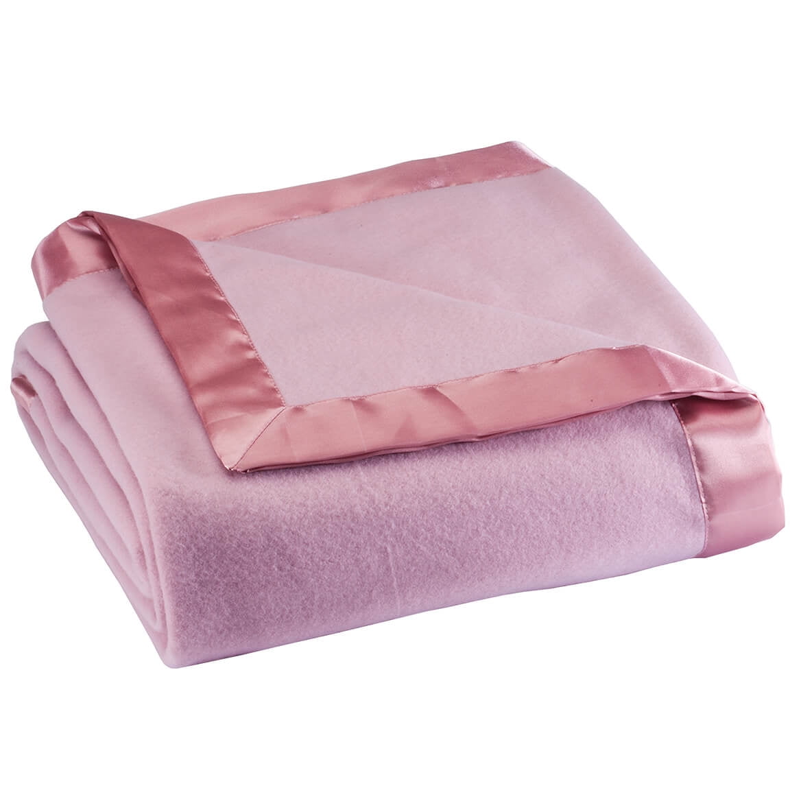 OakRidge Satin Fleece Blanket, Full/Queen, Pink, Hypoallergenic, Satin Edged Blanket