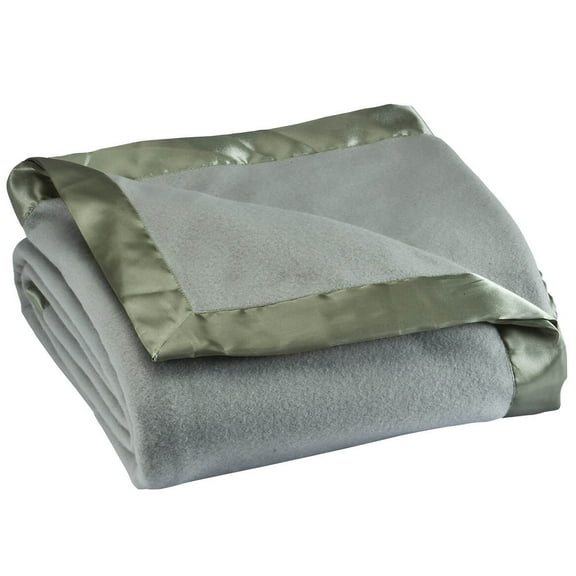 OakRidge Fleece Blanket with Luxurious Satin Binding Edges, Lightweight & Machine Washable | Sage, Full Queen
