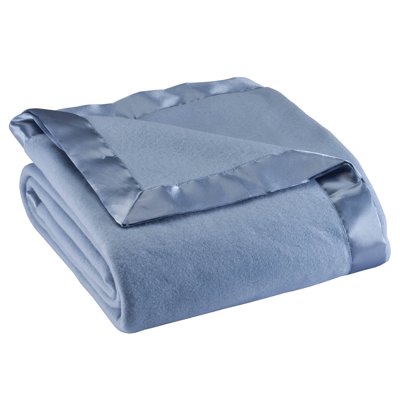 OakRidge Fleece Blanket with Luxurious Satin Binding Edges, Lightweight & Machine Washable | Blue, Twin
