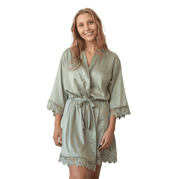 Satin Floral Lace Robe