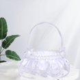 thumbnail image 1 of Satin Flower Basket Fariy Wedding Basket with Handl Flower Girl Basket for Bridal Engagement Wedding Supplies Ceremony E, 1 of 9