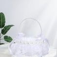 thumbnail image 1 of Satin Flower Basket Fariy Wedding Basket with Handle White Flower Girl Basket for Bridal Engagement Wedding Supplies Ceremony D, 1 of 9