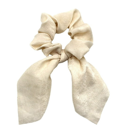 Satin Flower Hair Band Solid Color Streamer Large Bow Tie Rabbit Ears Elastic Hair Rope for Women Girls