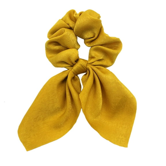 Satin Flower Hair Band Solid Color Streamer Large Bow Tie Rabbit Ears Elastic Hair Rope for Women Girls
