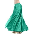 thumbnail image 1 of Satin Flowy Maxi Skirts Womens Silk Ruffle Flare Long Skirts Belly Dance Princess Party Outfits Army Green, Free Size, 1 of 4
