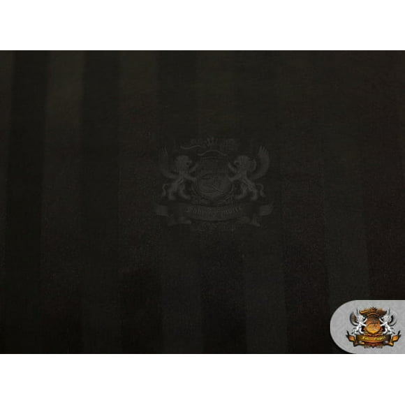 Satin Glossy Stripe Fabric BLACK / 58" Wide / Sold by the yard