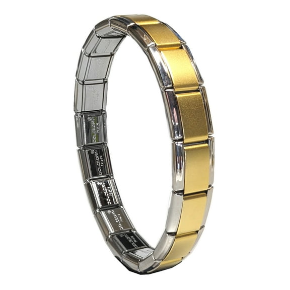 Satin Gold, 9mm Type Italian Modular Charm Bracelet for Women or Men - Stainless Steel - 19 Std. Link Size - SB-006