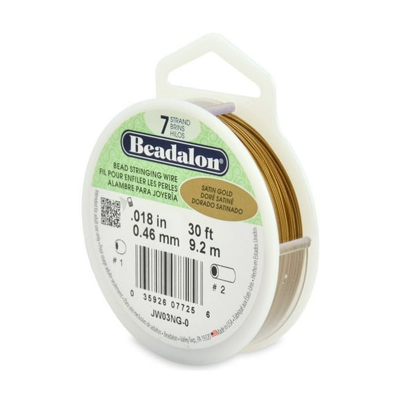 Satin Gold Beadalon Beading Wire .018" Thickness 7 Strand (30 Feet)