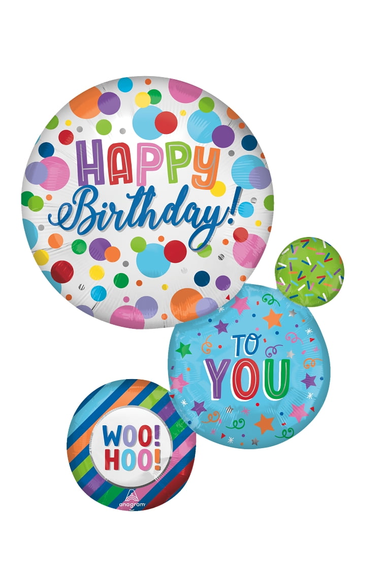 28" Multicolor Confetti Happy Birthday to You Balloon, by Way To Celebrate