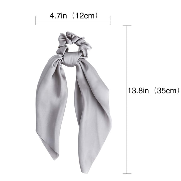 Satin Hair Scrunchie with Tail - Hair Scarf with Bow, Hair Scarf Scrunchies Elastic Ties Bands Hair Bobbles Ponytail Holder for Women or Girls Hair Accessories -12 Pcs Solid Colors
