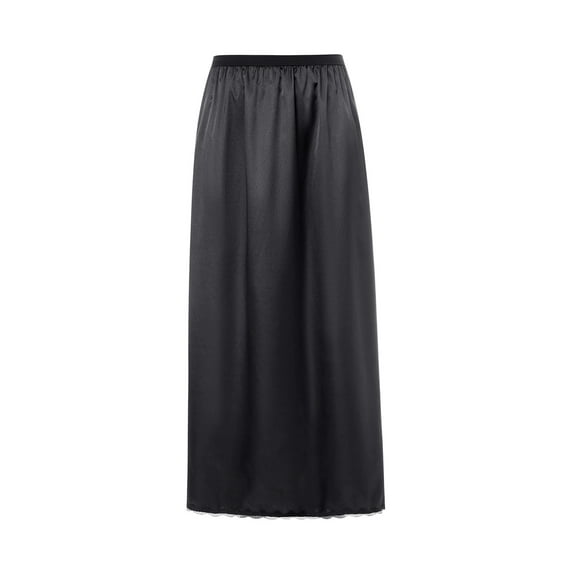 Satin Half Slip for Women Long Underskirt Dress Extender Lace Trim Maxi Skirt for Under Dresses Slip