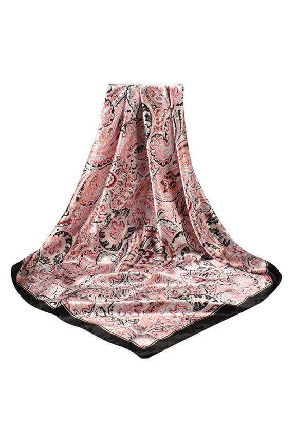 Satin Head Scarf: Satin Cashew Flower Prints Square Scarf:Large Hair Bandana Head Kerchief Fashion Pattern Hair Scarves for Women Large Satin Scarf Satin Bandana