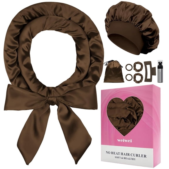 Satin Heatless Curlers Hair Curler, No Heat Curls Overnight Hair Curlers to Sleep In Overnight Curls Headband, 70" Hair Curlers No Heat, 9 Pcs Satin Heatless Curling Set for Women Long Hair