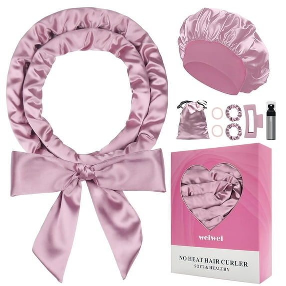 Satin Heatless Curlers Hair Curler, No Heat Curls Overnight Hair Curlers to Sleep In Overnight Curls Headband, 70" Hair Curlers No Heat, 9 Pcs Satin Heatless Curling Set for Women Long Hair