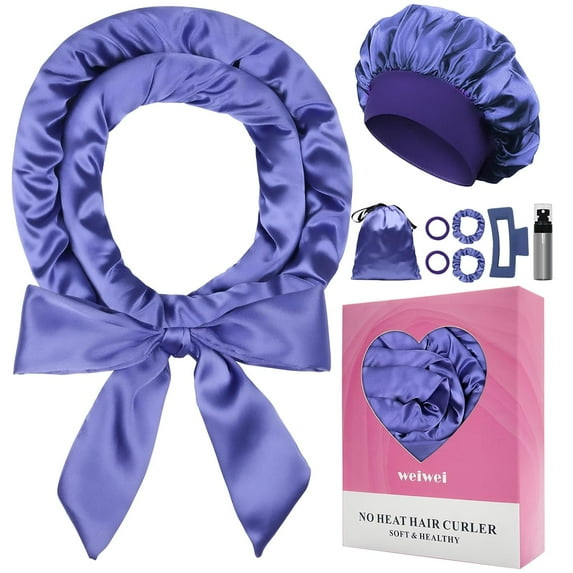 Satin Heatless Curlers Hair Curler, No Heat Curls Overnight Hair Curlers to Sleep In Overnight Curls Headband, 70" Hair Curlers No Heat, 9 Pcs Satin Heatless Curling Set for Women Long Hair