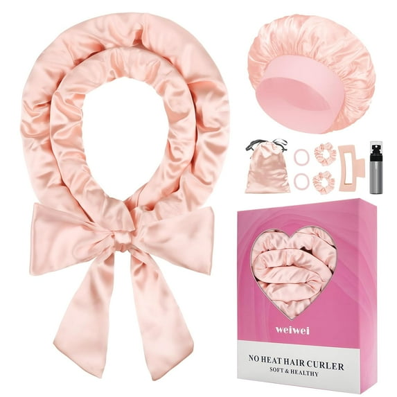 Satin Heatless Curls Overnight Hair Curler Headband, No Heat Curls Overnight Hair Curlers to Sleep In, 70" Hair Curlers No Heat, 9 Pcs Satin Heatless Curling Set for Women Long Hair