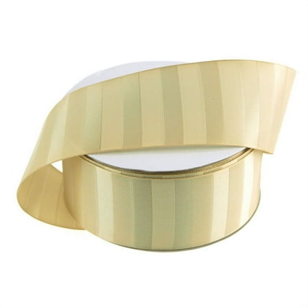 Satin Horizontal Stripes Ribbon, 1-1/2-inch, 10-yard, Tan