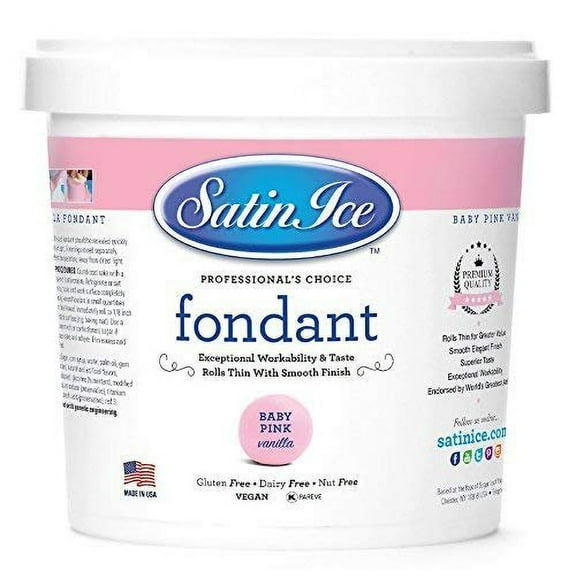 Satin Ice Baby Pink Fondant, Vanilla, 5 Pounds