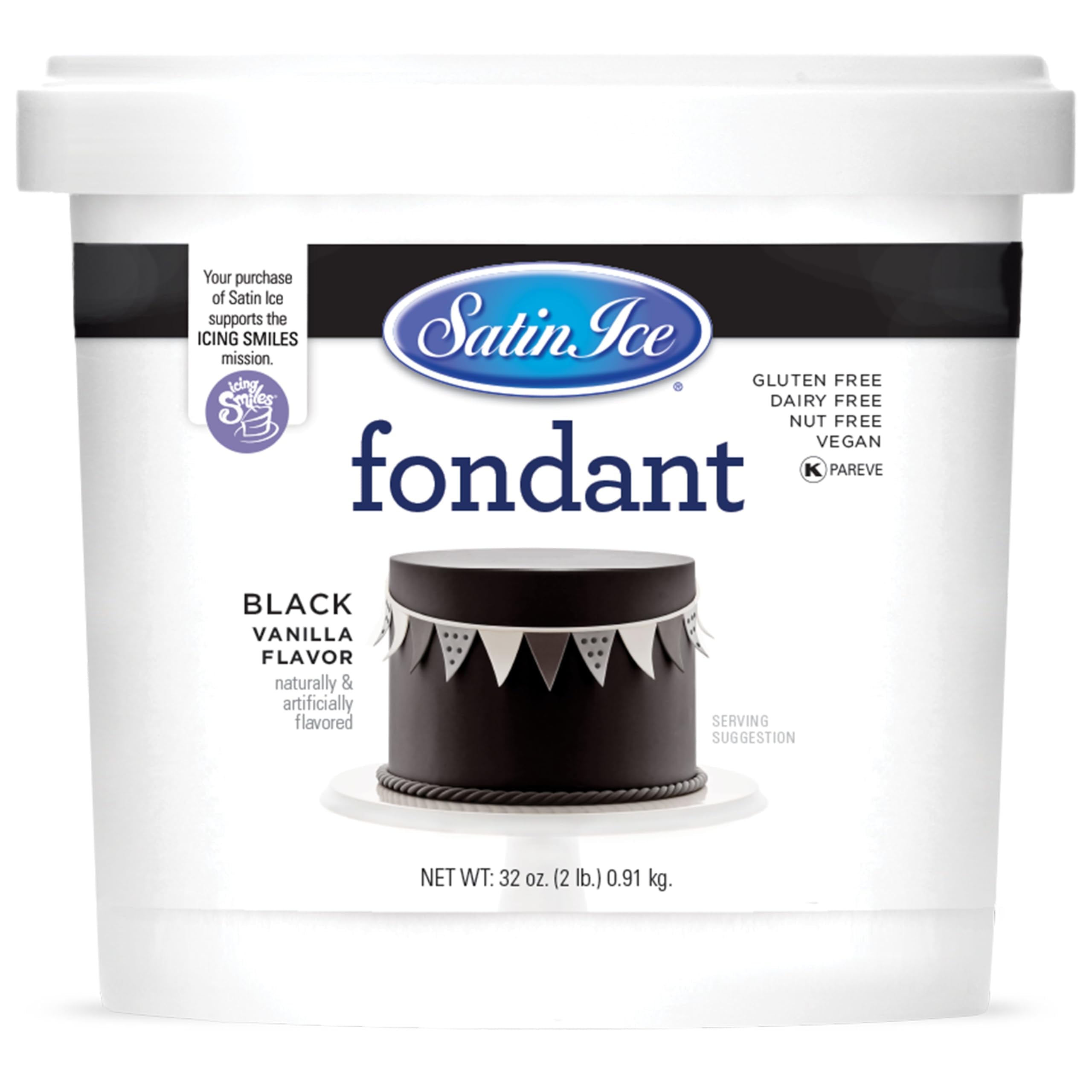 Satin Ice Fondant, Black, 2 Pound