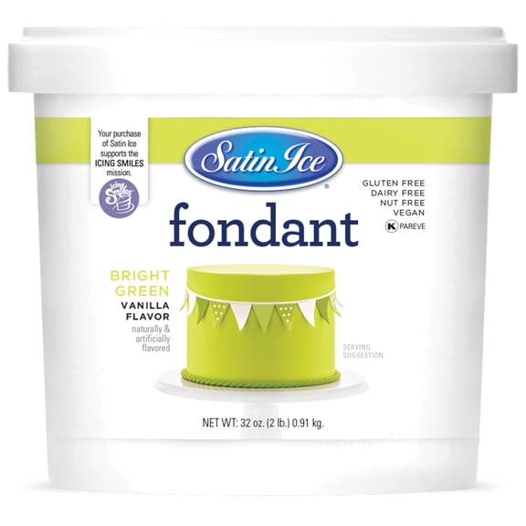 Satin Ice Fondant, Bright Green, 2 Pound