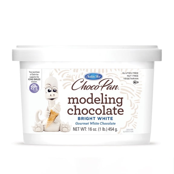Satin Ice ChocoPan Bright White Modeling Chocolate for Cake Decorating, 1 Pound, Gluten-Free, Nut-Free, Vegetarian, Kosher Dairy