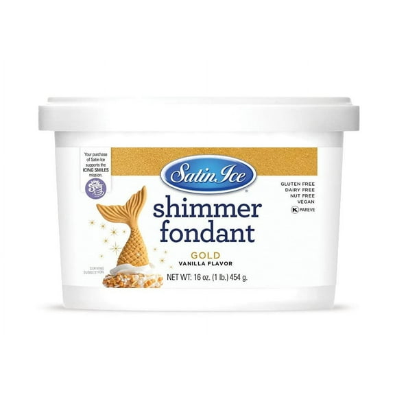 Satin Ice Gold Shimmer Fondant With Edible Glitter (1 Pound, Vanilla) For Cake Decorating
