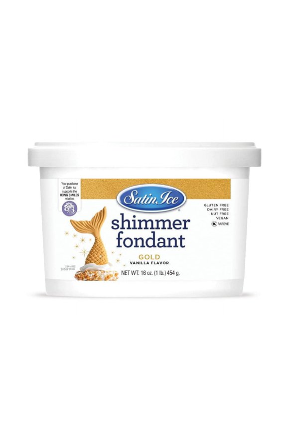 Gold Shimmer Fondant With Edible Glitter for Cake Decorating, Vanilla, 1 Pound