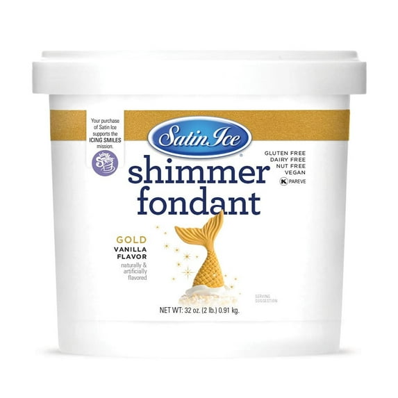 Satin Ice Gold Shimmer Fondant With Edible Glitter (2 Pounds, Vanilla) For Cake Decorating
