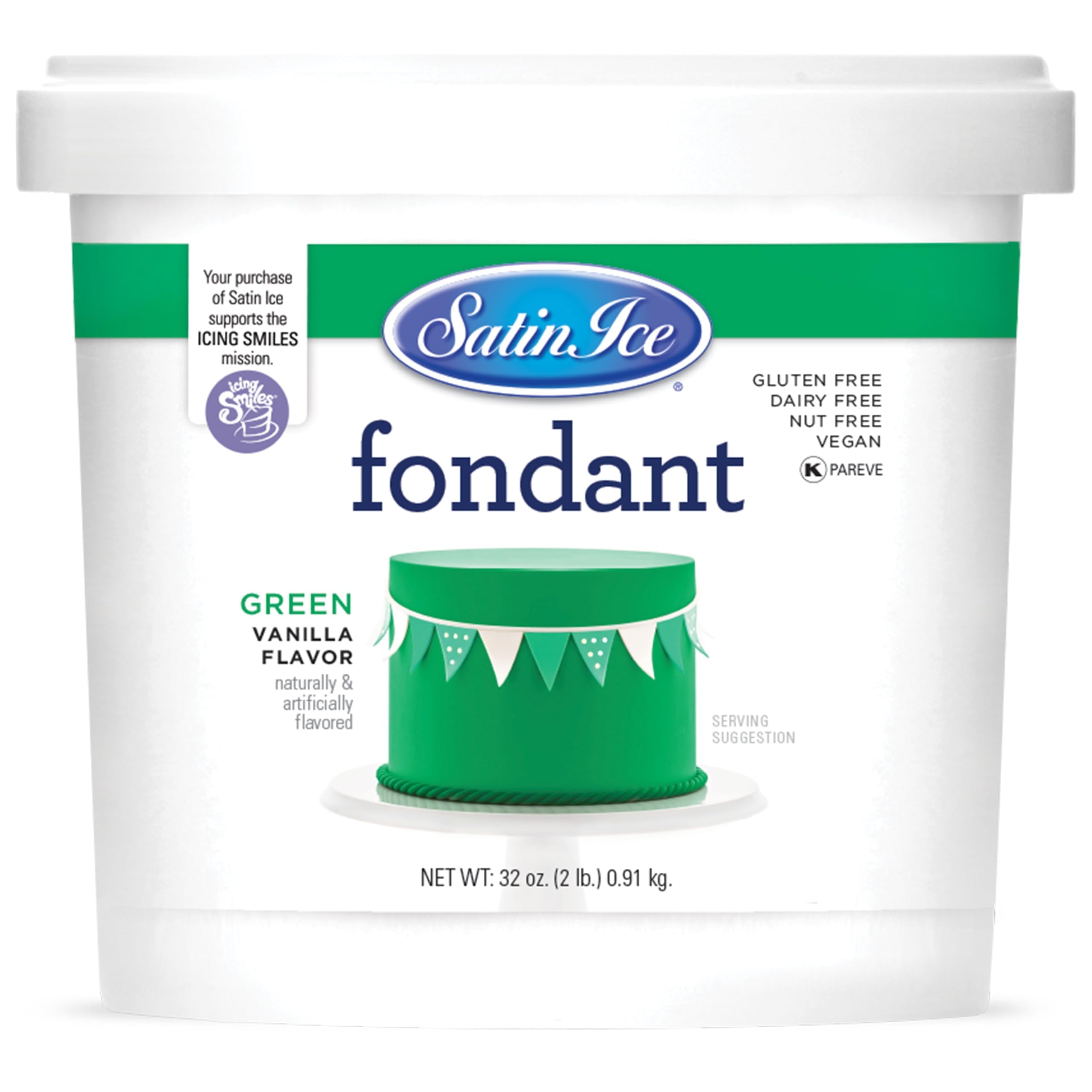 Satin Ice Fondant, Green, 2 Pound