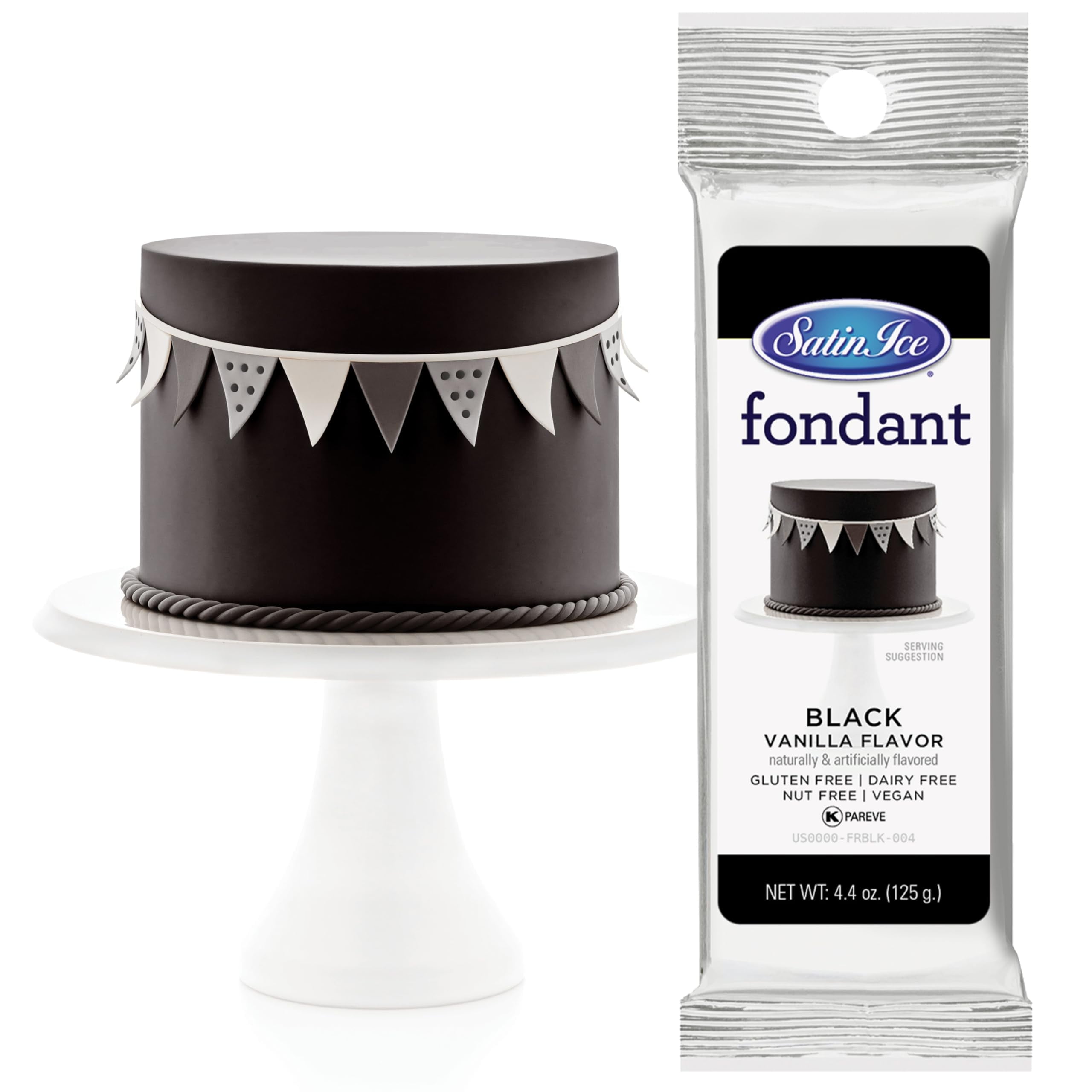 Satin Ice Fondant, Black, 4.4 Ounce