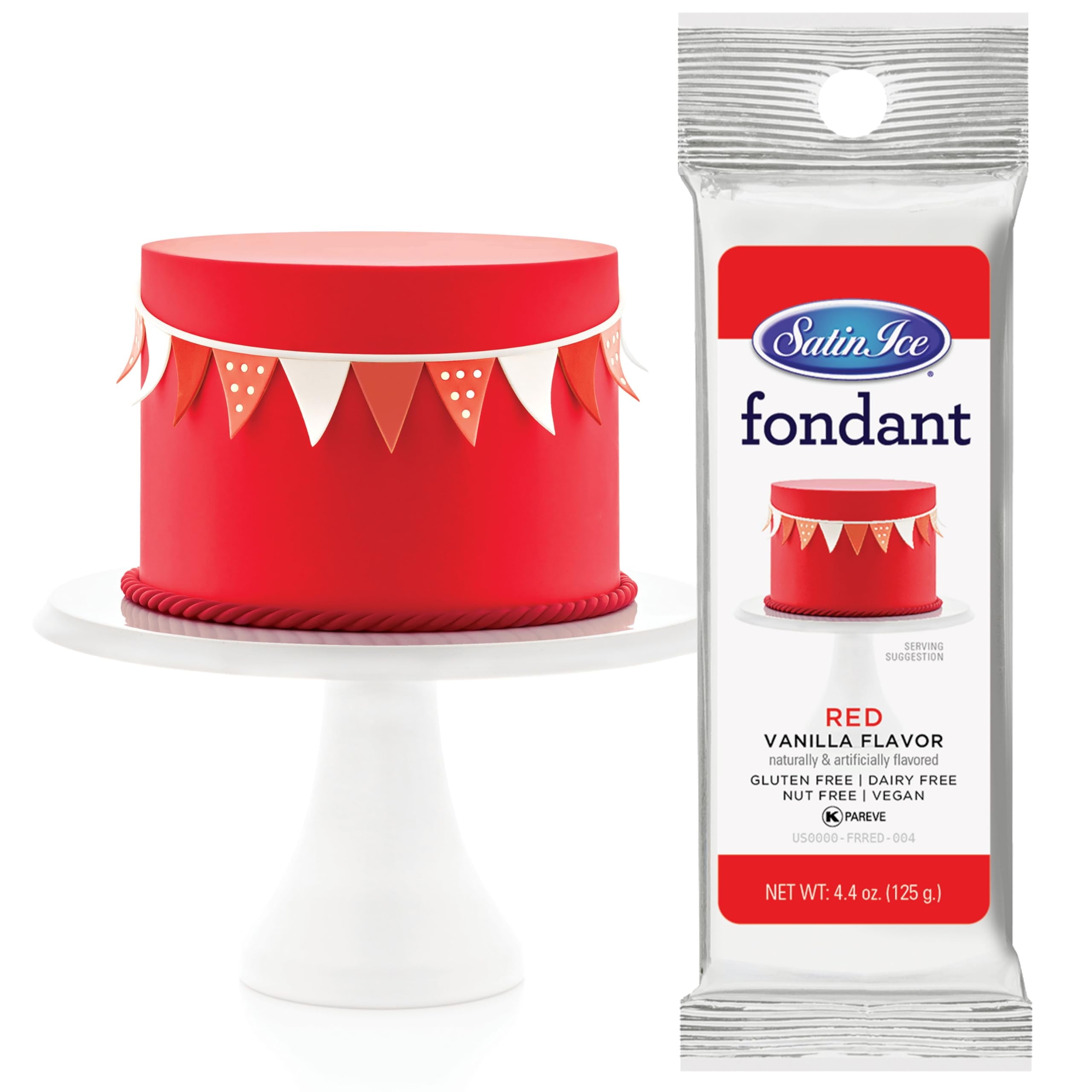 Satin Ice Fondant, Red, 4.4 Ounce