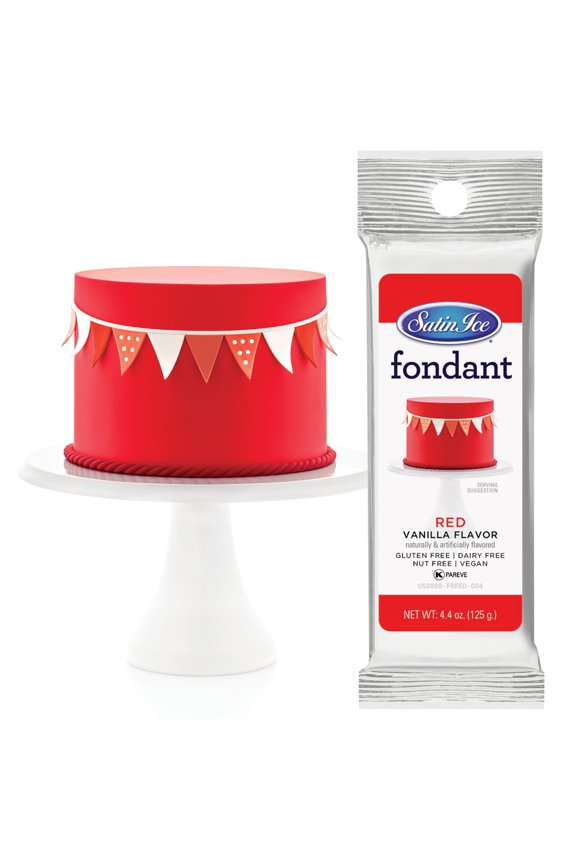 Fondant for Cake Decorating, Red, Vanilla, 4.4 Ounce