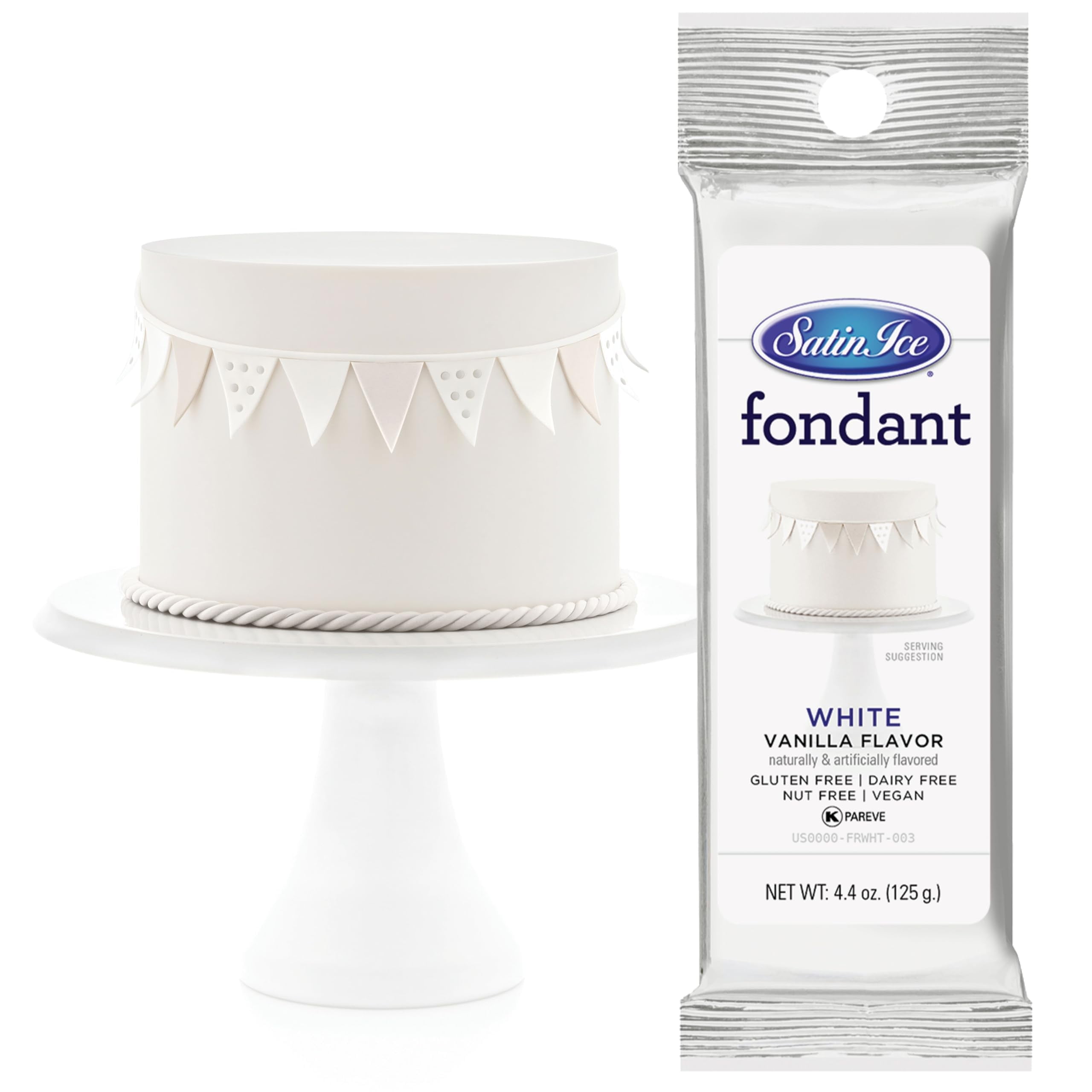 Satin Ice Fondant, White, 4.4 Ounce