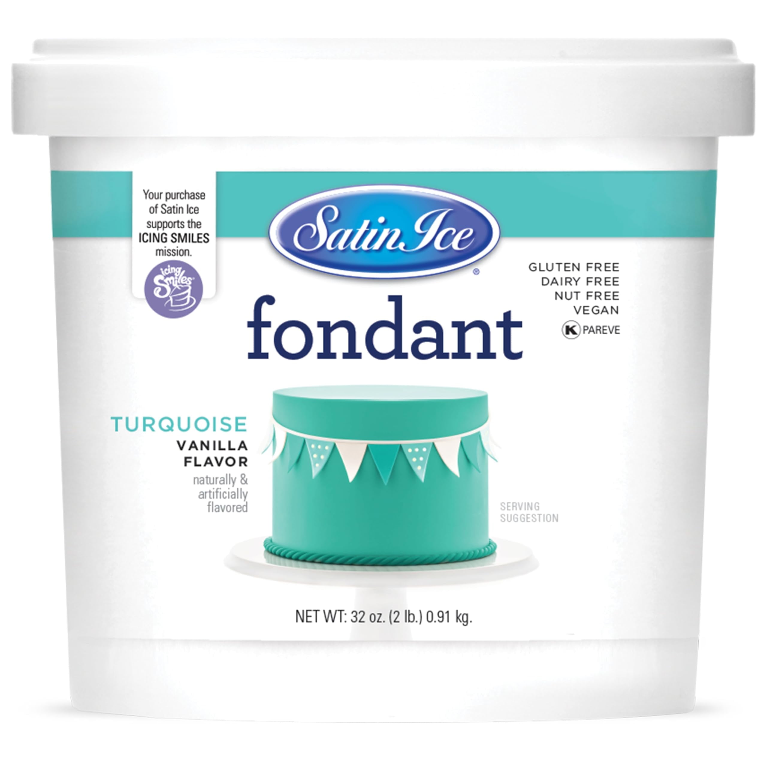 Satin Ice Fondant, Turquoise, 2 Pound