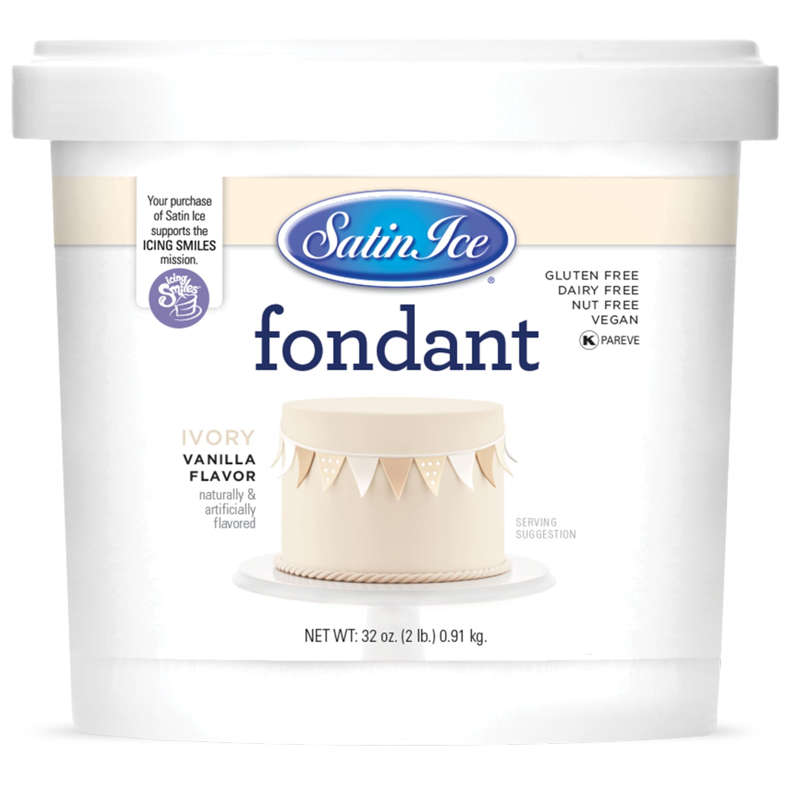 Satin Ice Fondant, Ivory, 2 Pound