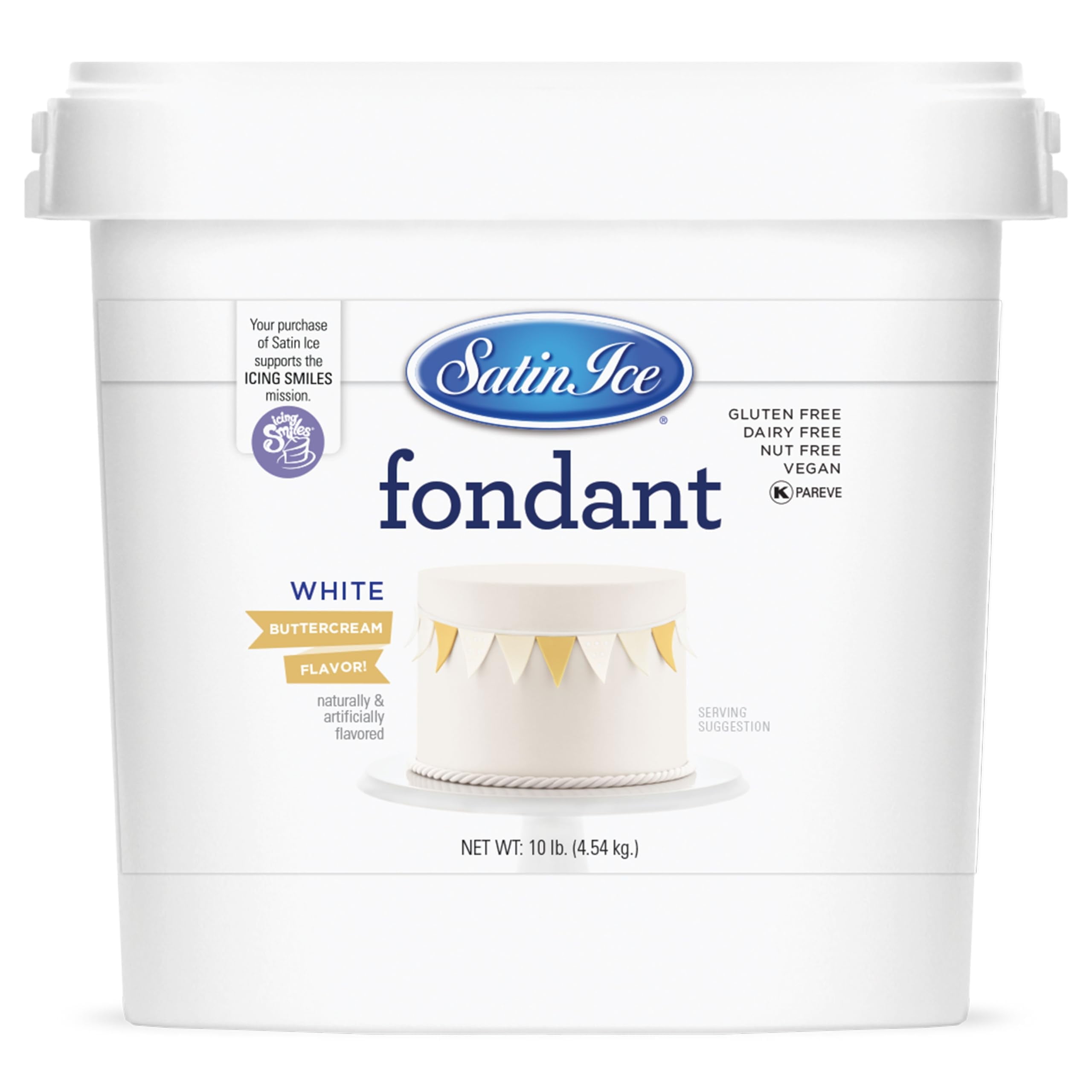 Satin Ice Fondant, White Buttercream, 10 Pound