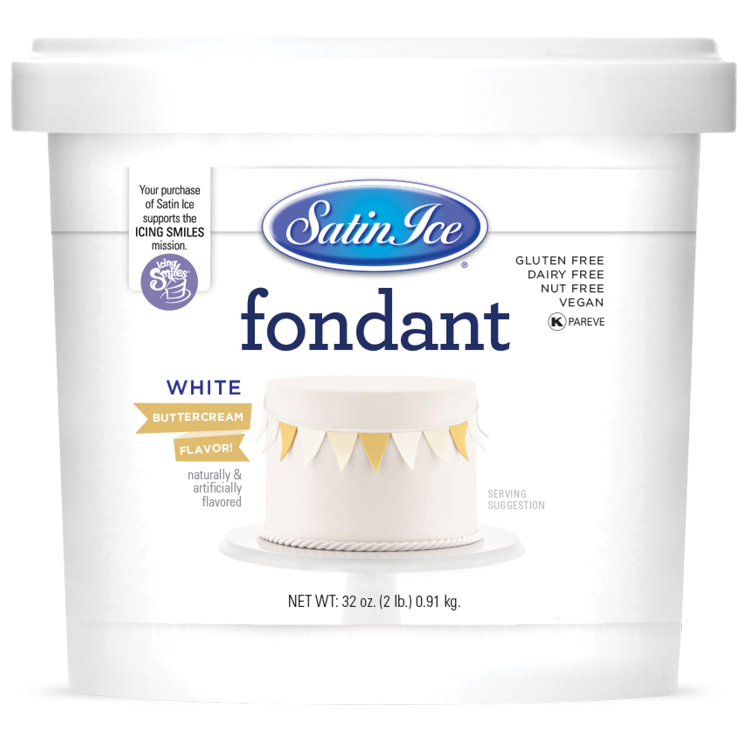 Satin Ice Fondant, White Buttercream, 2 Pound