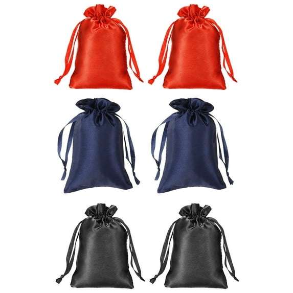 Uxcell Satin Jewelry Bags with Drawstrings, Silk Earring Gift Bags Wedding Pouch Fit for Candy Christmas Red/Navy Blue/Black 3 x 4 Inch