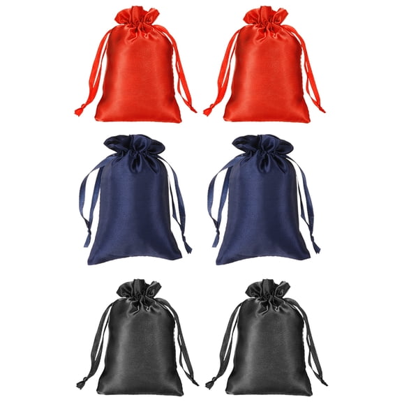 Uxcell Satin Jewelry Bags with Drawstrings, Silk Earring Gift Bags Wedding Pouch Fit for Candy Christmas Red/Navy Blue/Black 3 x 4 Inch