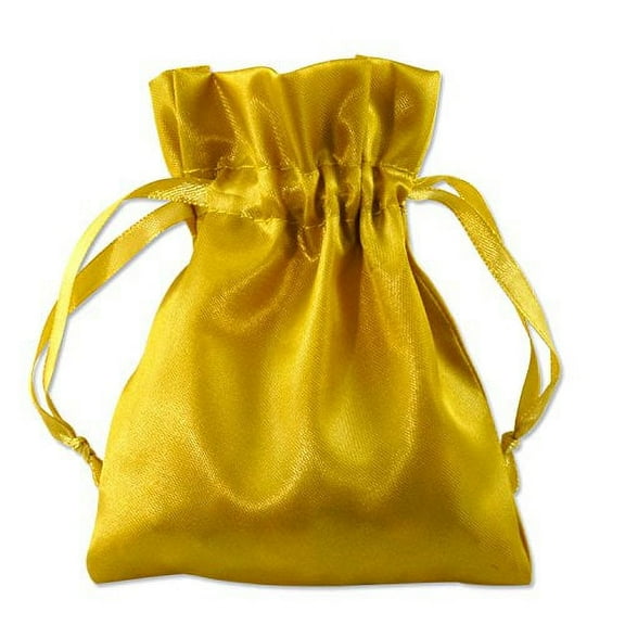 Satin Jewelry Pouch 4x5 Gold - Drawstring Gift Bags