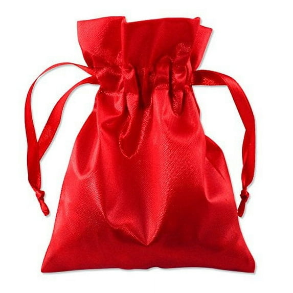 Satin Jewelry Pouch 4x5 Red - Drawstring Gift Bags