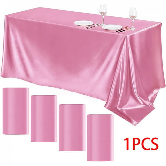 Satin Large Tablecloth Bright Smooth Solid Color Table Cover Wedding Christmas Banquet Anniversary Party Home Table Decor