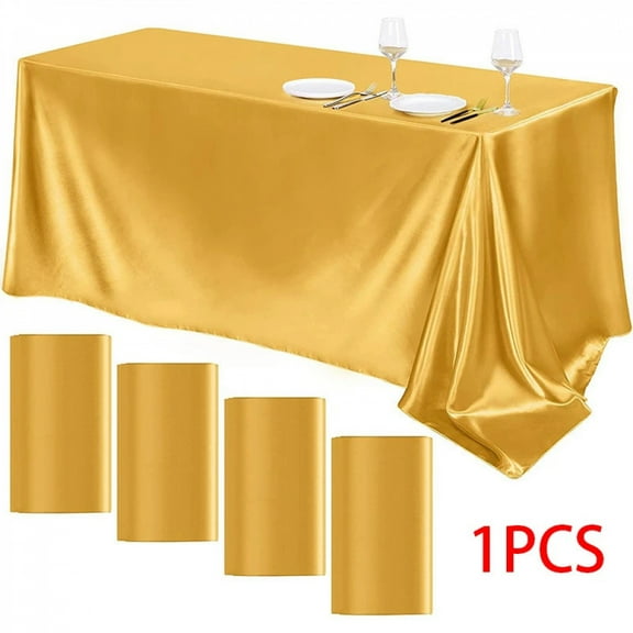 Satin Large Tablecloth Bright Smooth Solid Color Table Cover Wedding Christmas Banquet Anniversary Party Home Table Decor