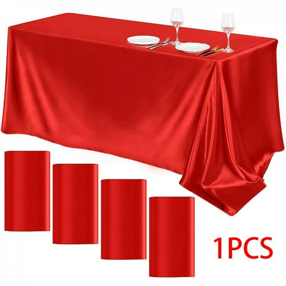 Satin Large Tablecloth Bright Smooth Solid Color Table Cover Wedding Christmas Banquet Anniversary Party Home Table Decor