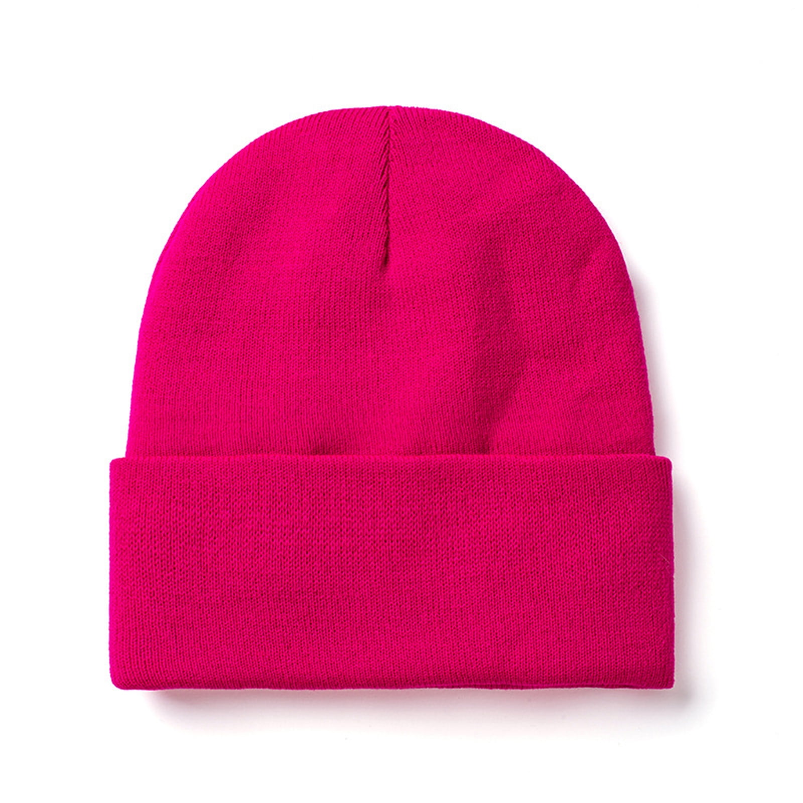 Slouchy Beanie Neon Pink Bobble Hat Satin Lined Beanie Hats For
